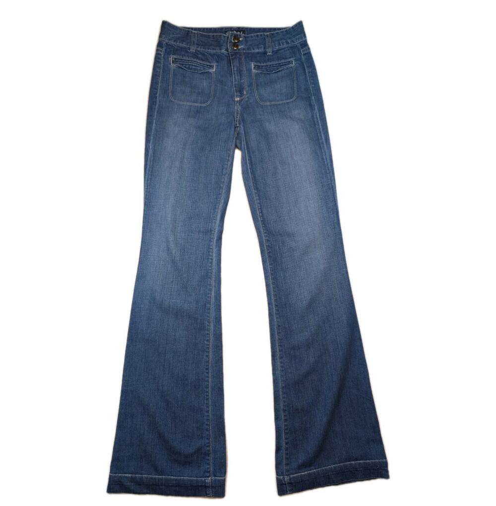 ANLO by David Choe Wide Leg Bootcut Flare Jeans Women's 28 Long Inseam USA Made
